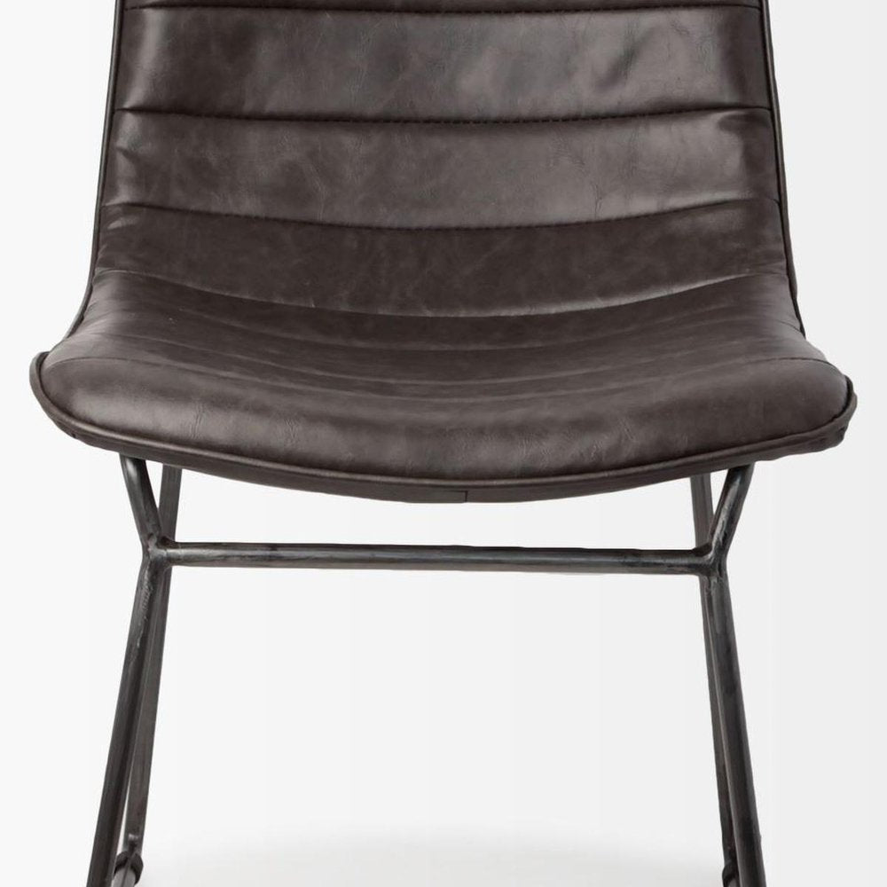 Set Of Two Black Upholstered Faux leather Side Chairs