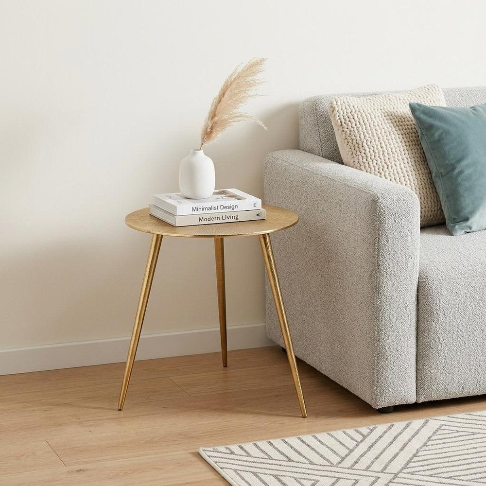 17" Gold Aluminum Round End Table
