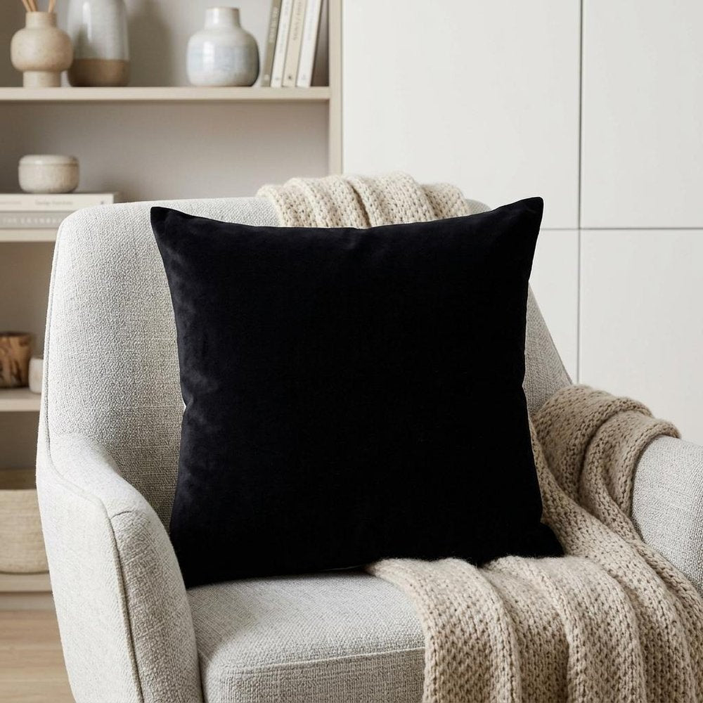 18" Black Velvet Throw Pillow