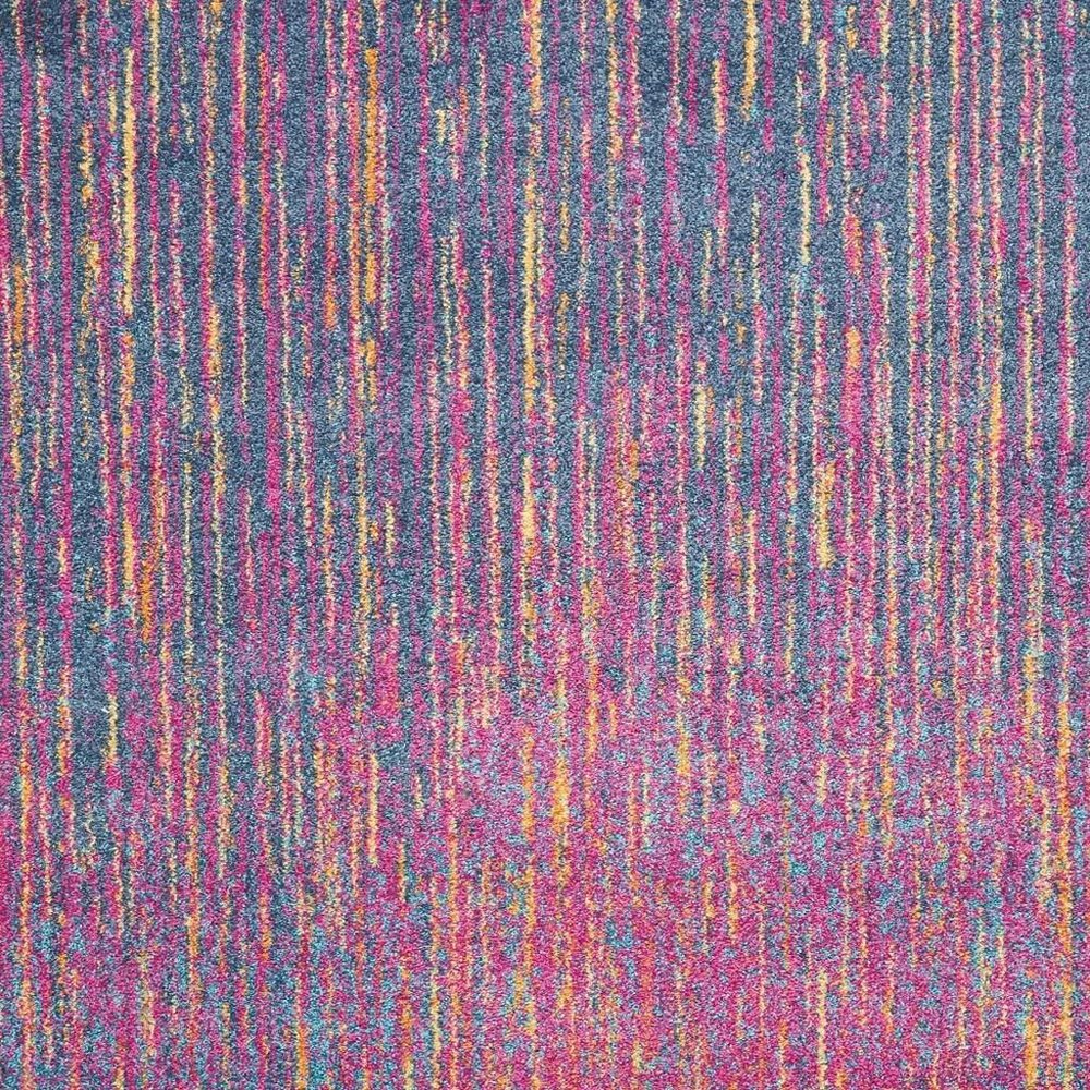 8' Blue And Orange Abstract Runner Rug