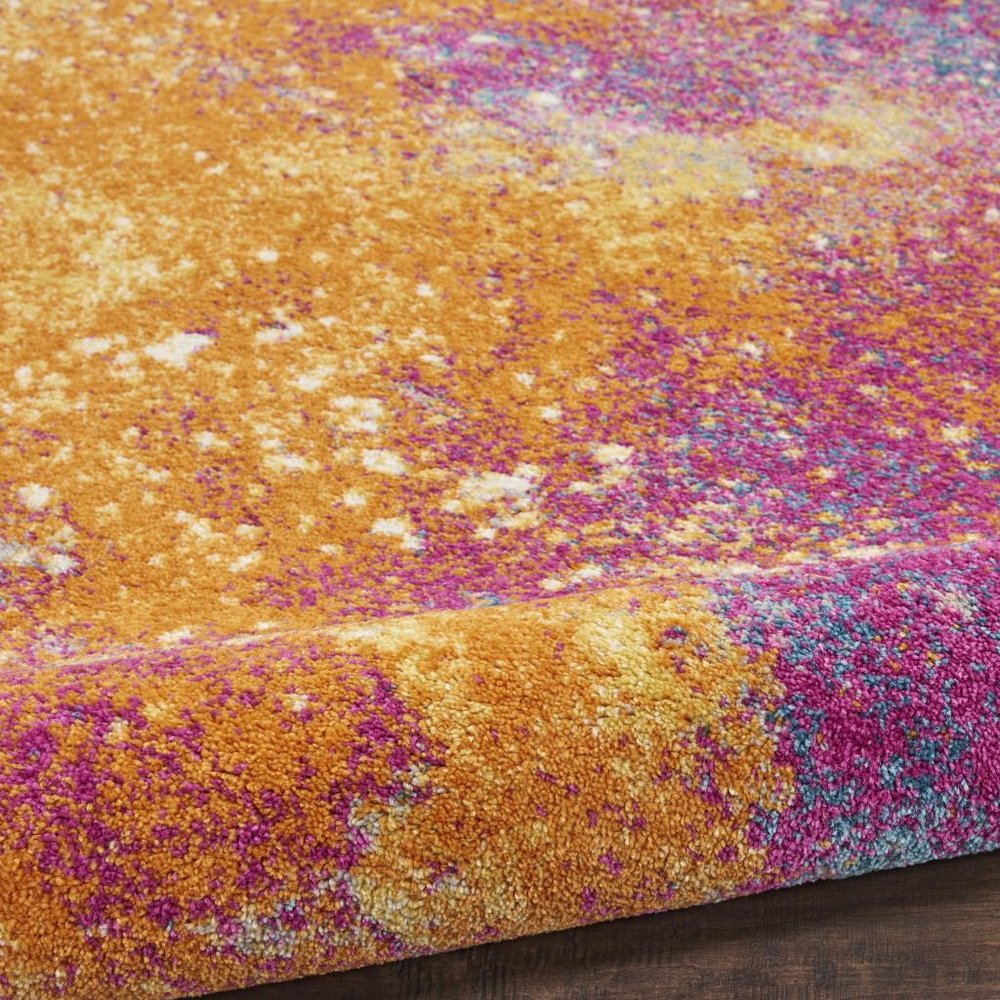 4' X 6' Blue And Orange Abstract Area Rug