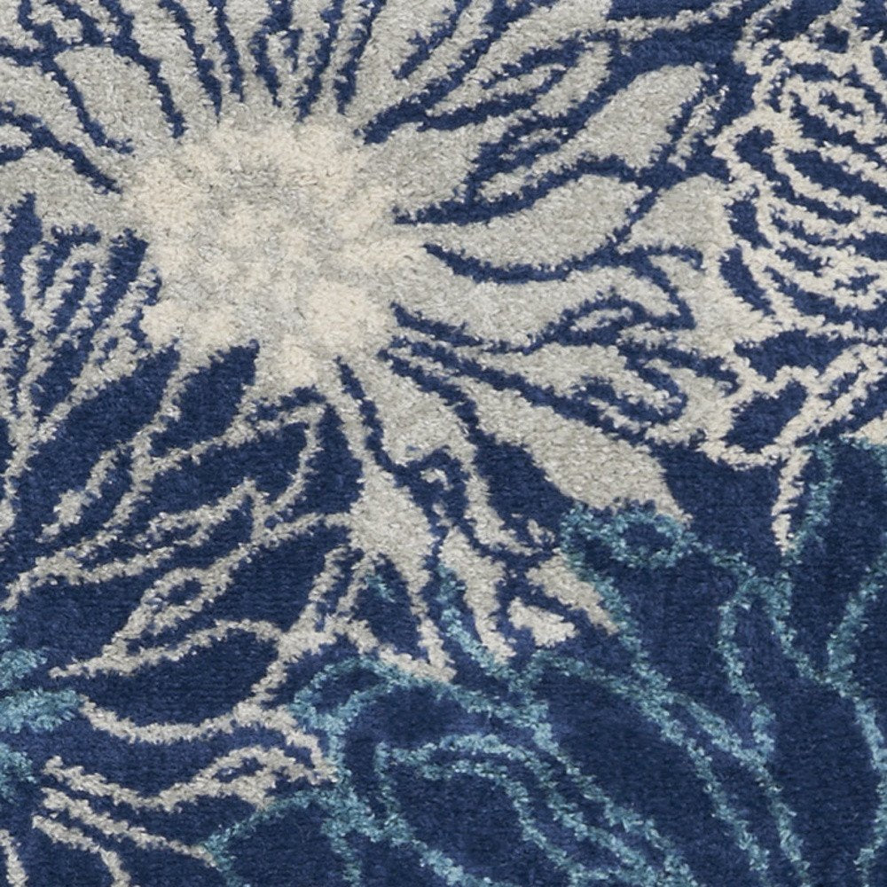 2' X 3' Blue And Ivory Floral Area Rug