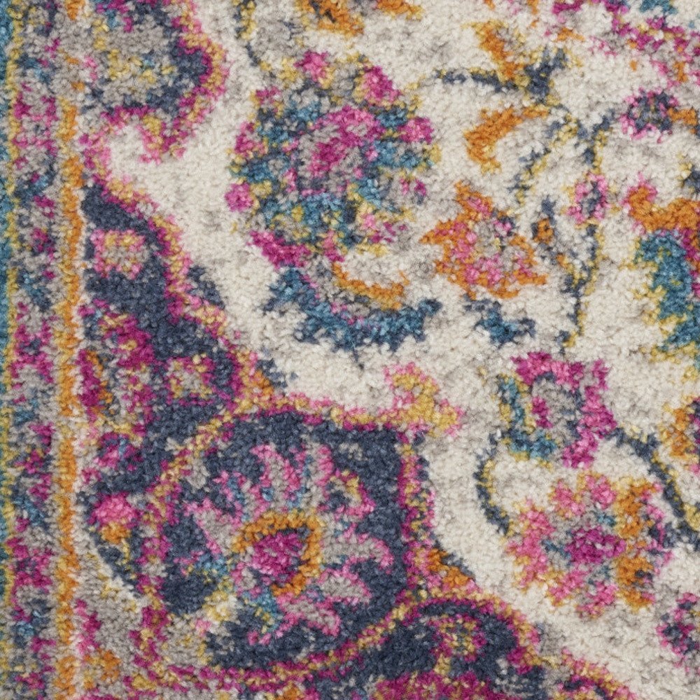 8' X 10' Ivory And Blue Medallion Area Rug