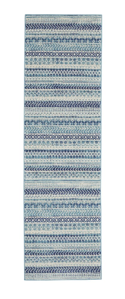 5' X 7' Navy Blue And Ivory Southwestern Area Rug