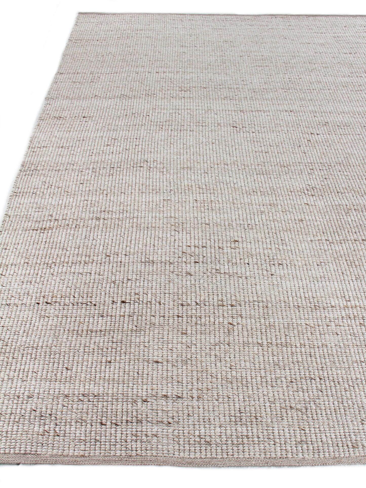 Beige natural-fiber hand-woven rug, rectangular with subtle texture; 2' x 3', versatile for living rooms.