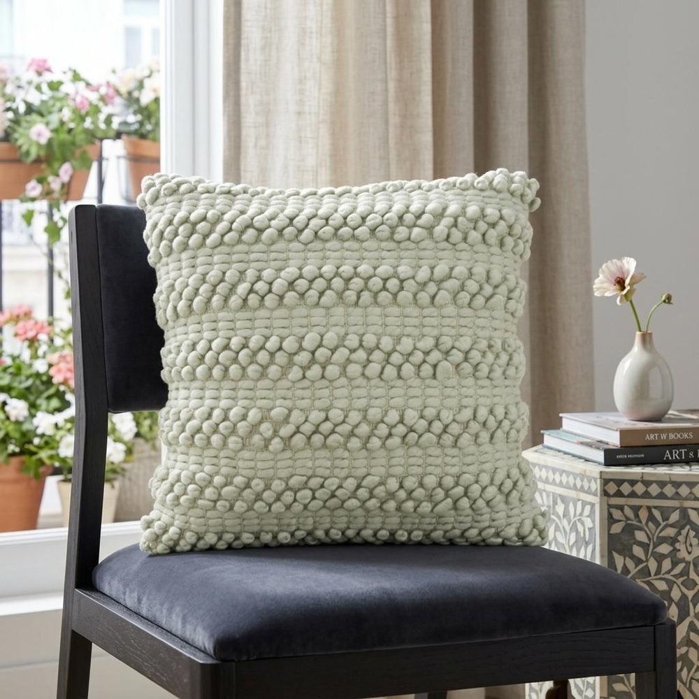 20" Mint Green Striped Throw Pillow With Texture