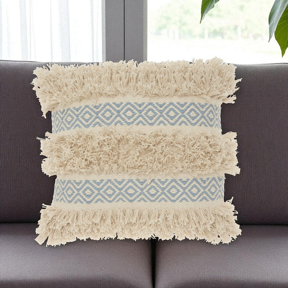 Blue Diamond Patterned Throw Pillow