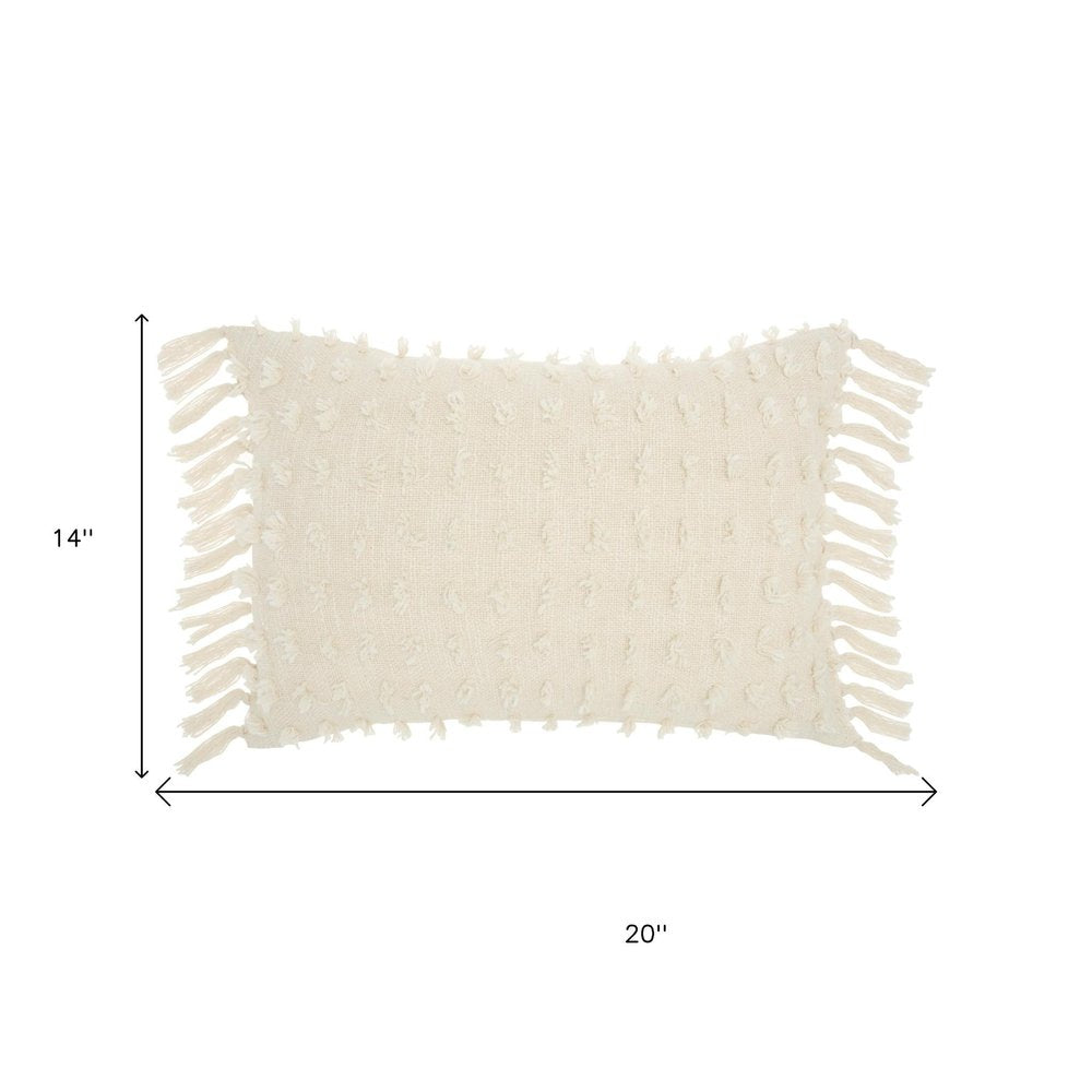 14" X 20" White Cotton Throw Pillow