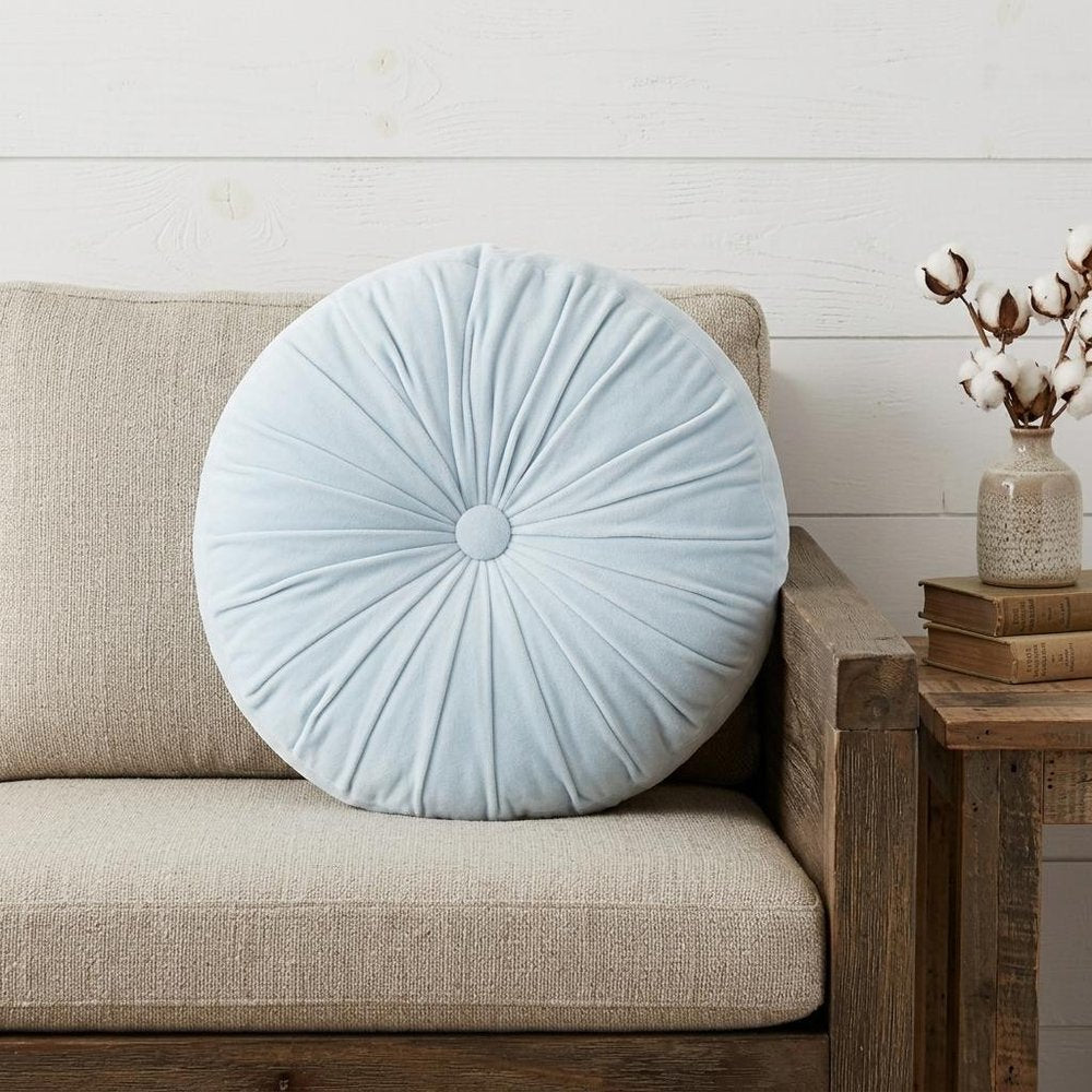 16" Periwinkle Tufted Round Throw Pillow