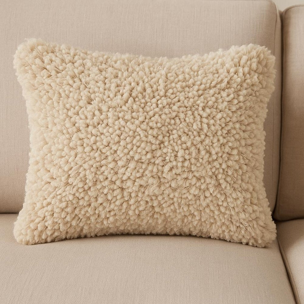 14" X 20" Beige Fabric Lumbar Throw Pillow