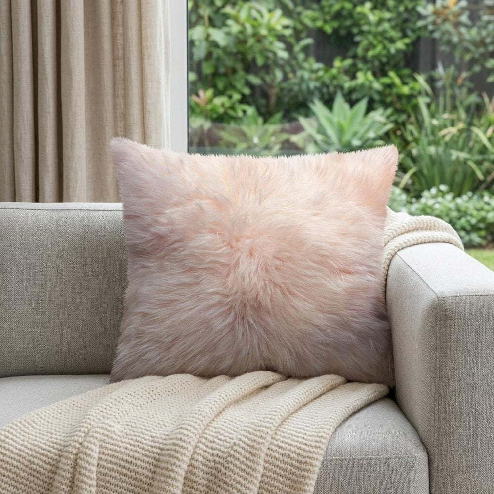 18" Blush Sheepskin Throw Pillow