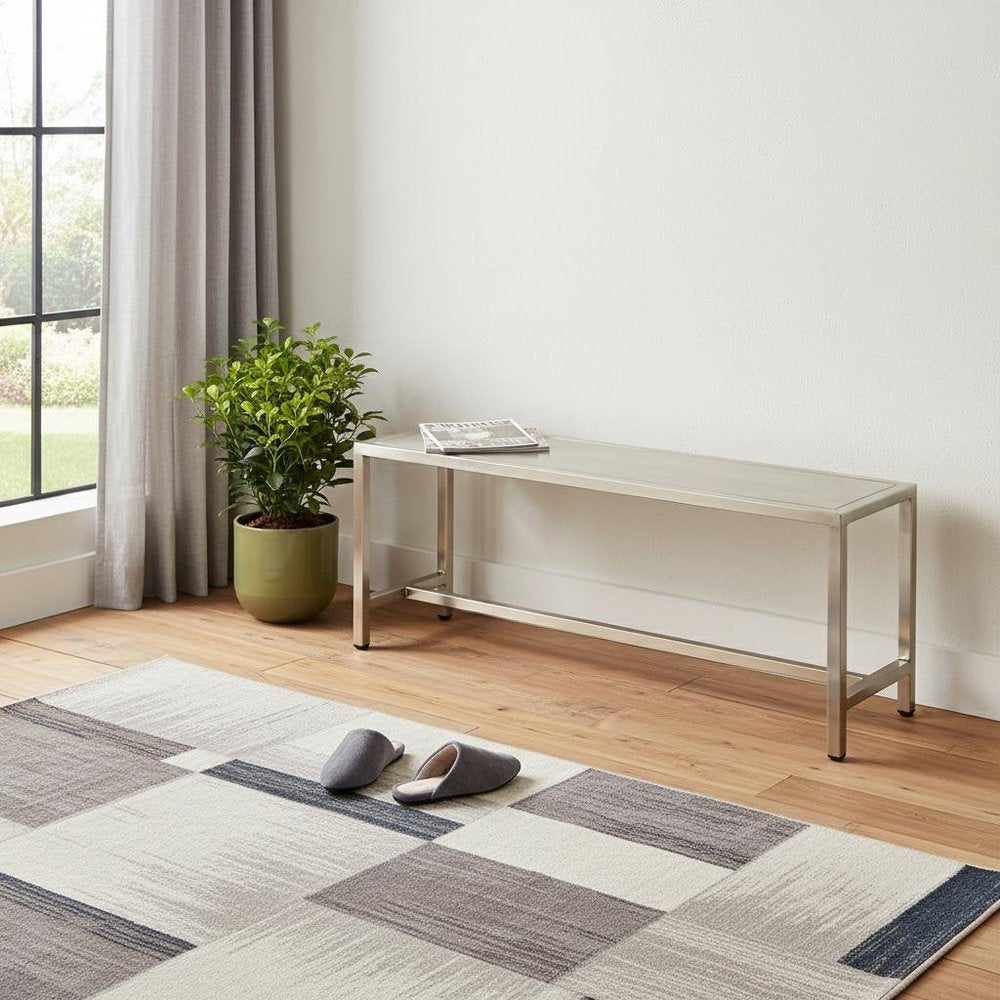 44" Silver Iron Bench