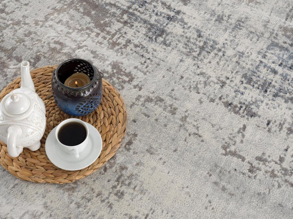 2' X 5' Navy Blue Distressed Striations Area Rug
