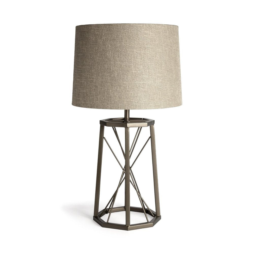 29" Bronze Lamp Base LED With Beige Shade