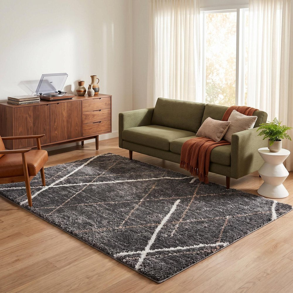 5' X 8' Gray Modern Distressed Lines Area Rug