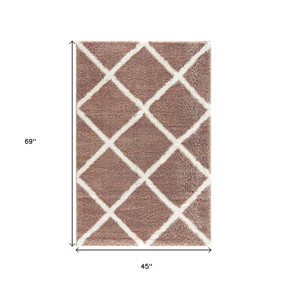 7' X 9' Beige Geometric Area Rug