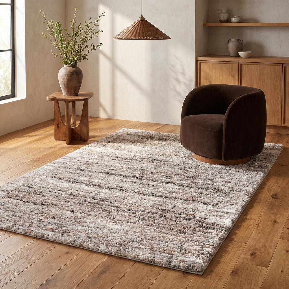 4' X 6' Ivory And Brown Retro Mod Area Rug