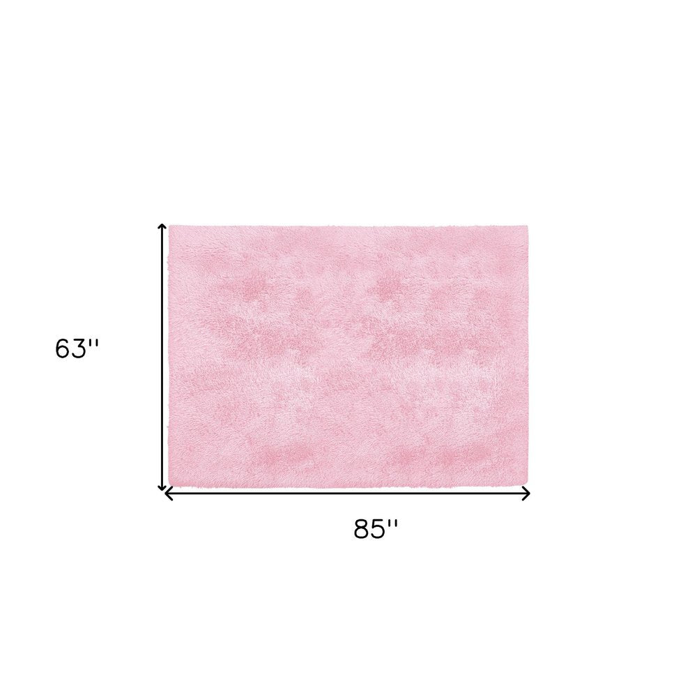 4' X 5' Pink Shag Power Loom Area Rug