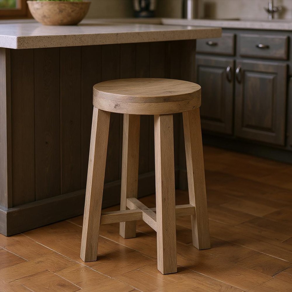 26" Brown Solid and Manufactured Wood Backless Counter Height Bar Chair