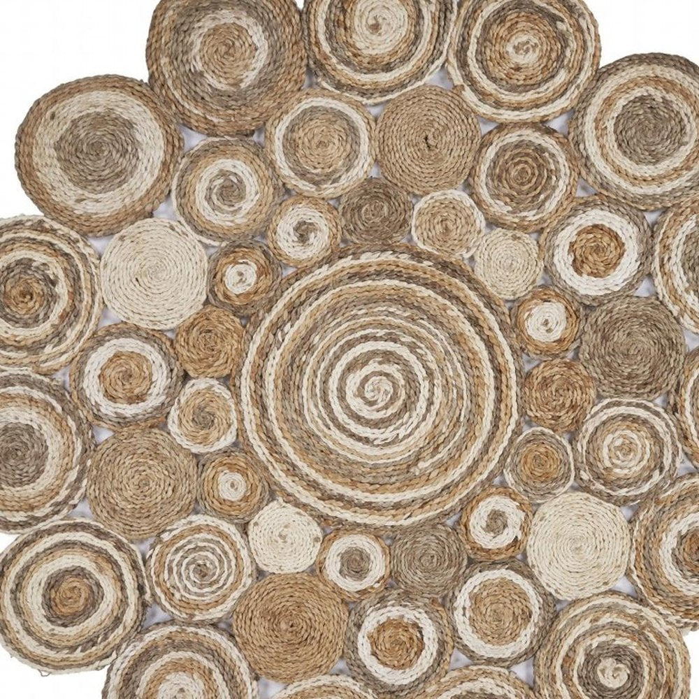 8' Natural Jute Hand Braided Round Rug