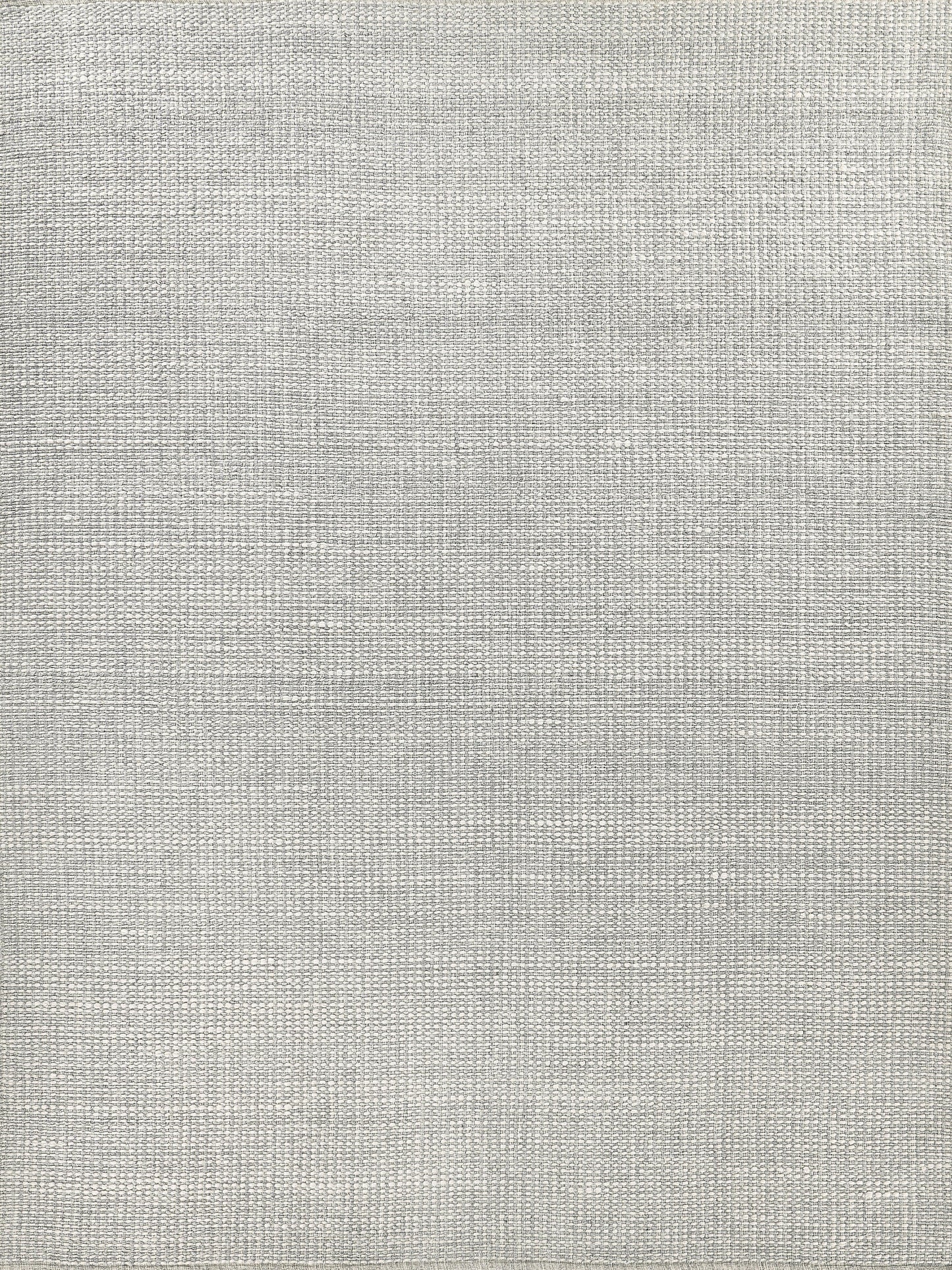 Light gray handwoven rug with a soft, subtle woven texture; rectangular 5' x 8'.