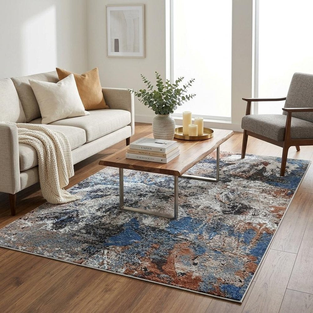 5' X 8' Gray Abstract Foliage Area Rug