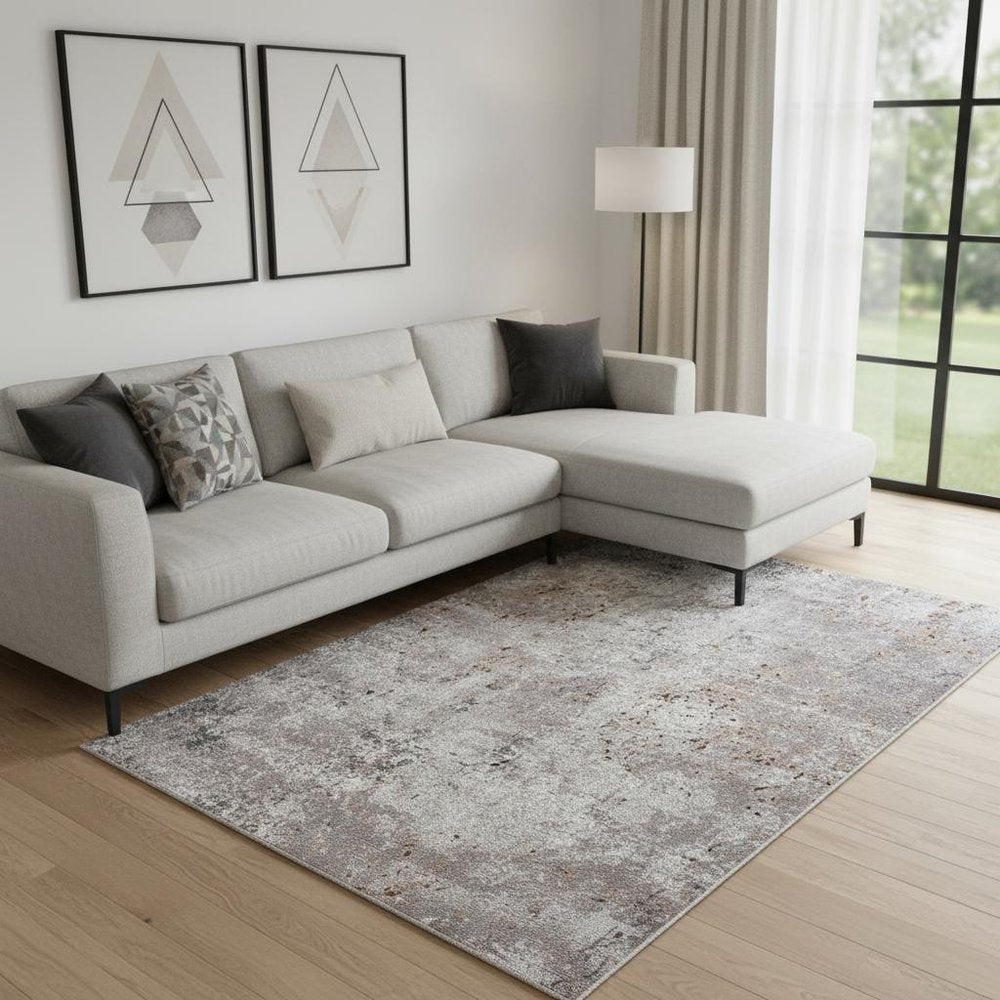 8' X 10' Light Gray Modern Abstract Area Rug