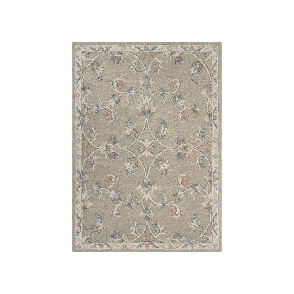 7' Gray Round Wool Hand Tufted Area Rug