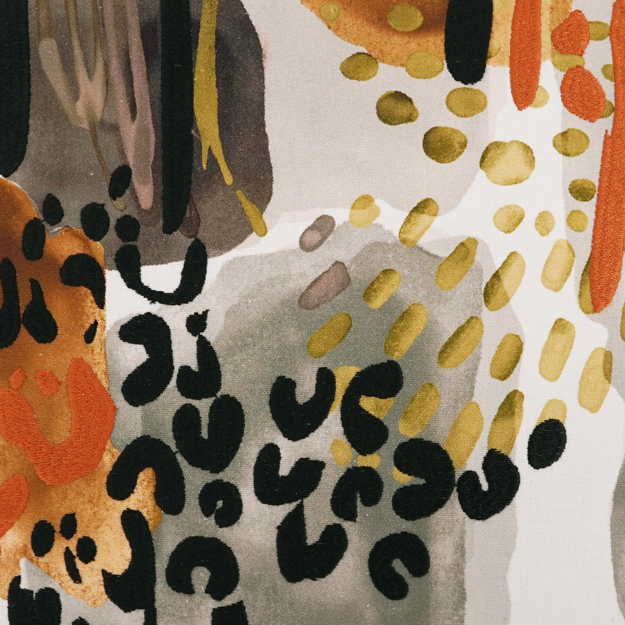 D.V. KAP HOME 3971-S-YARD Fauve Fabric - Safari Modern, Abstract, Embroidery Orange - Fauve