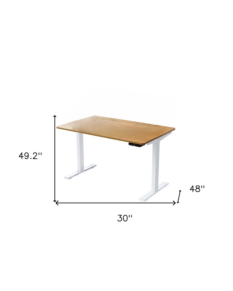 30" Adjustable Brown and White Stainless Steel Computer Desk