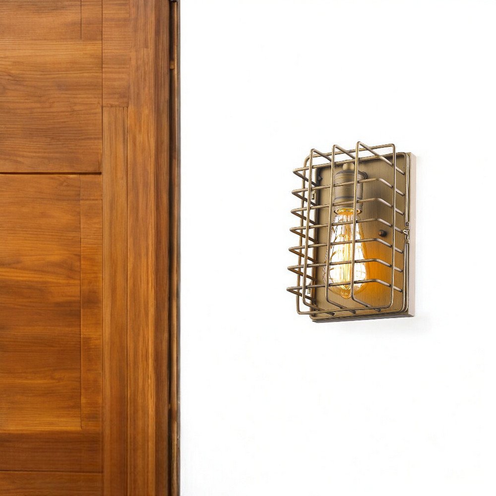 Light Gold Cage Wall Sconce