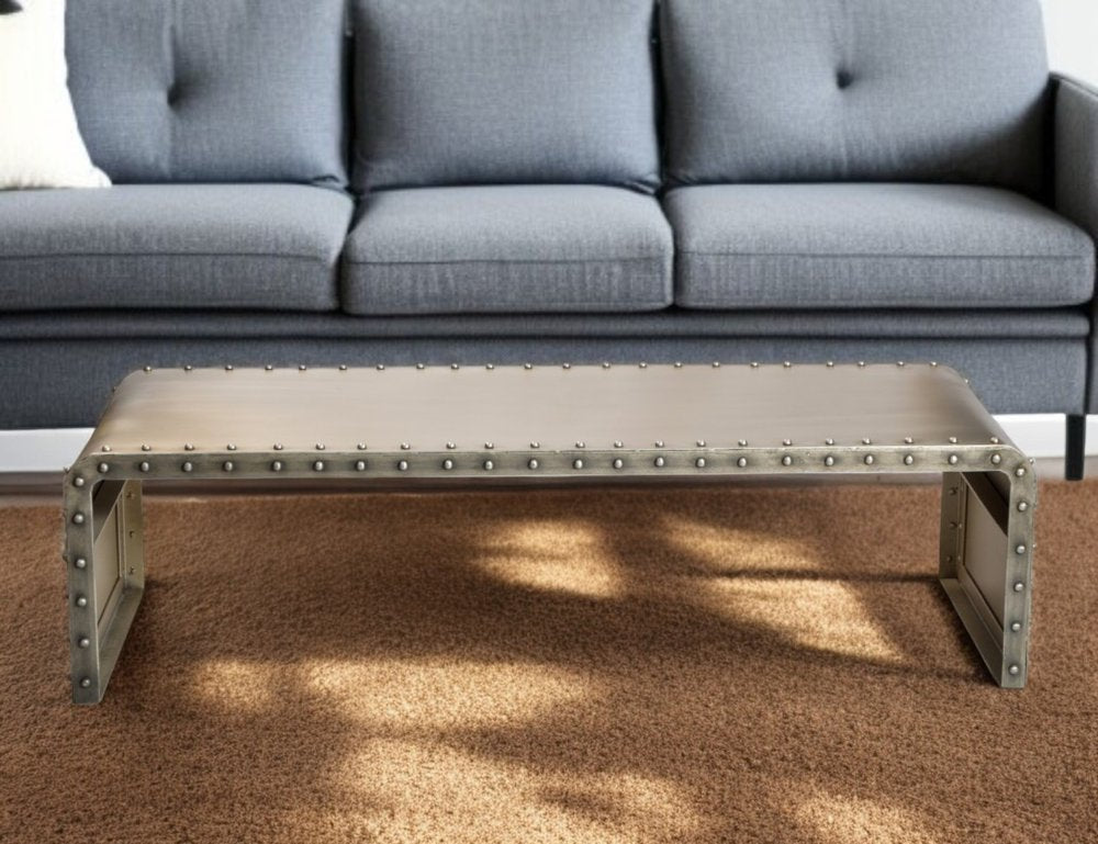60" Gray Aluminum and Metal Frame Coffee Table