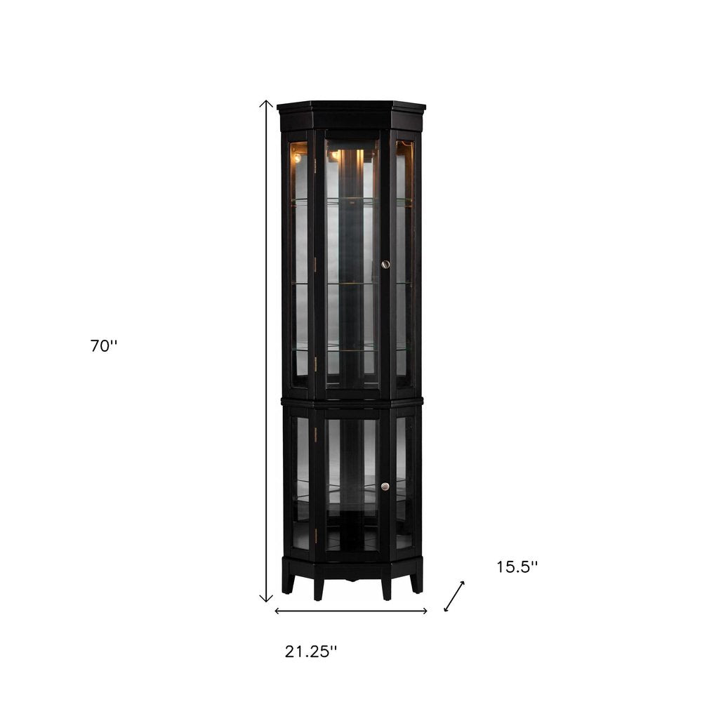 Elegant Black Lighted Curio Cabinet