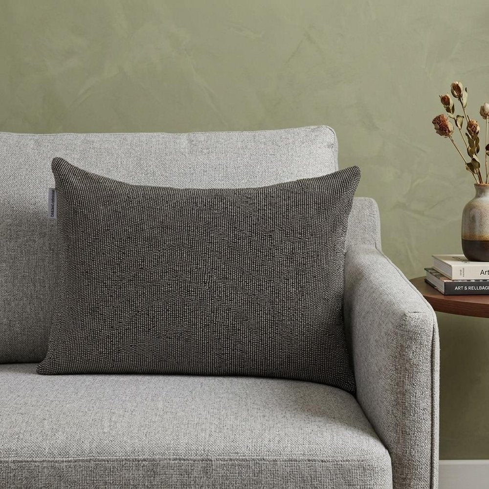 Shimmering Gray Beaded Luxury Throw Pillow