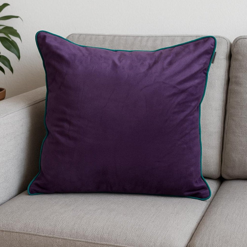 20" Purple And White Velvet Throw Pillow