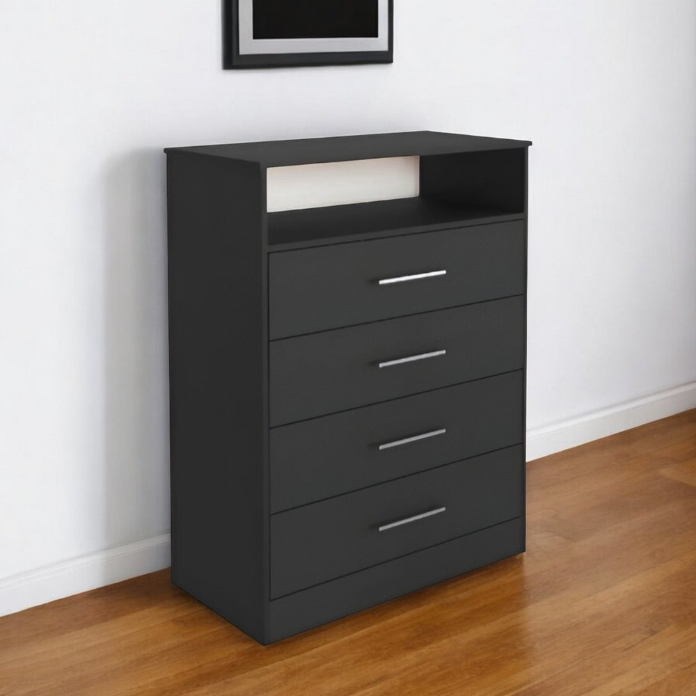 31" Black Four Drawer Vertical Dresser