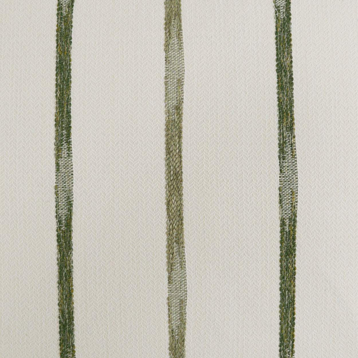 Beige pillow with vertical olive-green moss stripes and woven texture.