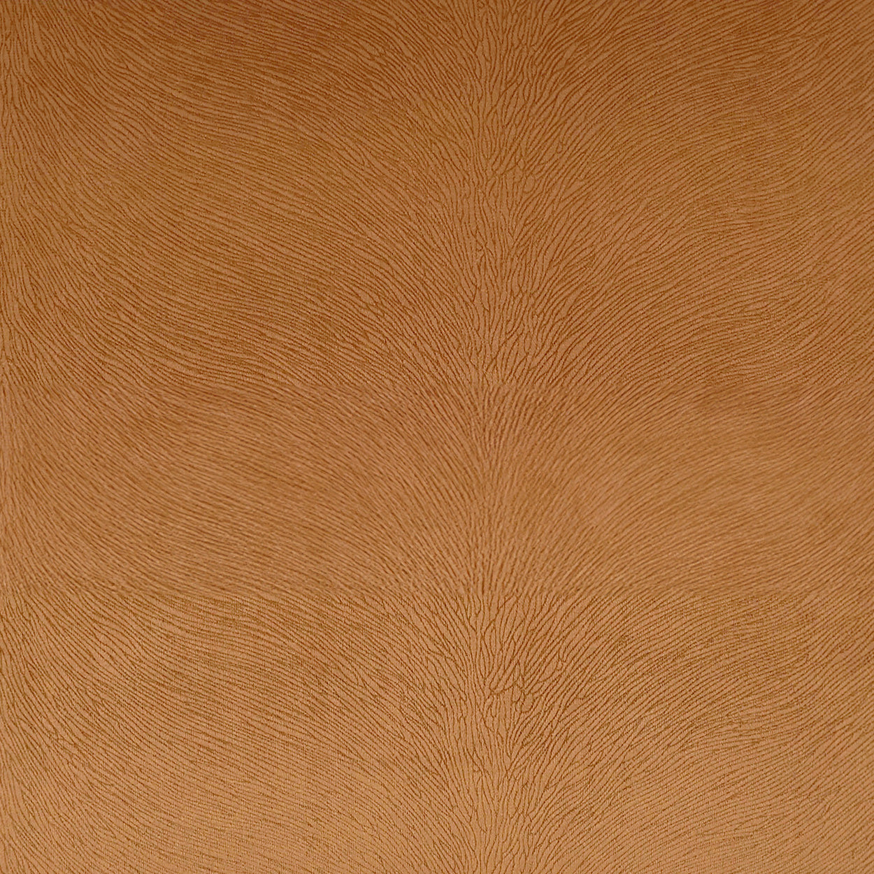 Warm tan suede fabric with a subtle mirrored vertical grain pattern and soft brushed texture.