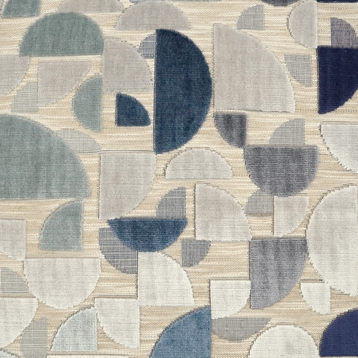 D.V. KAP HOME 4077-YARD Perfect Curve Fabric Glam, Geometric, Modern Slate Blue, Mist, Navy - Perfect Curve