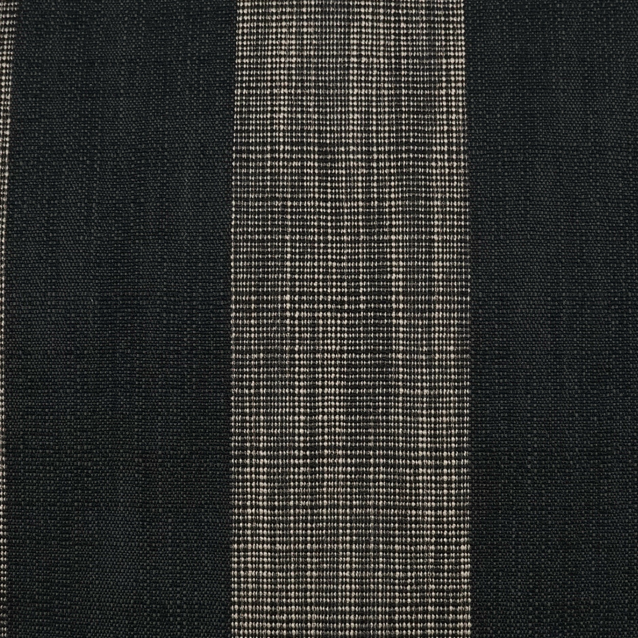 Dark navy pillow fabric with a central beige stripe; tweed-like textile, 24" x 24