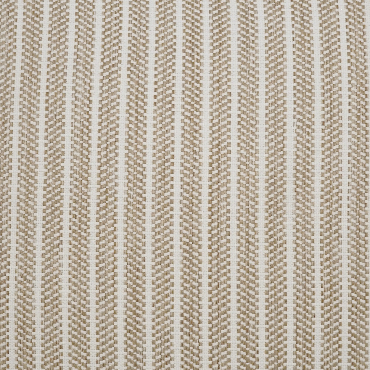 24" x 24" pillow in beige and ivory woven fabric with vertical geometric stripe pattern.