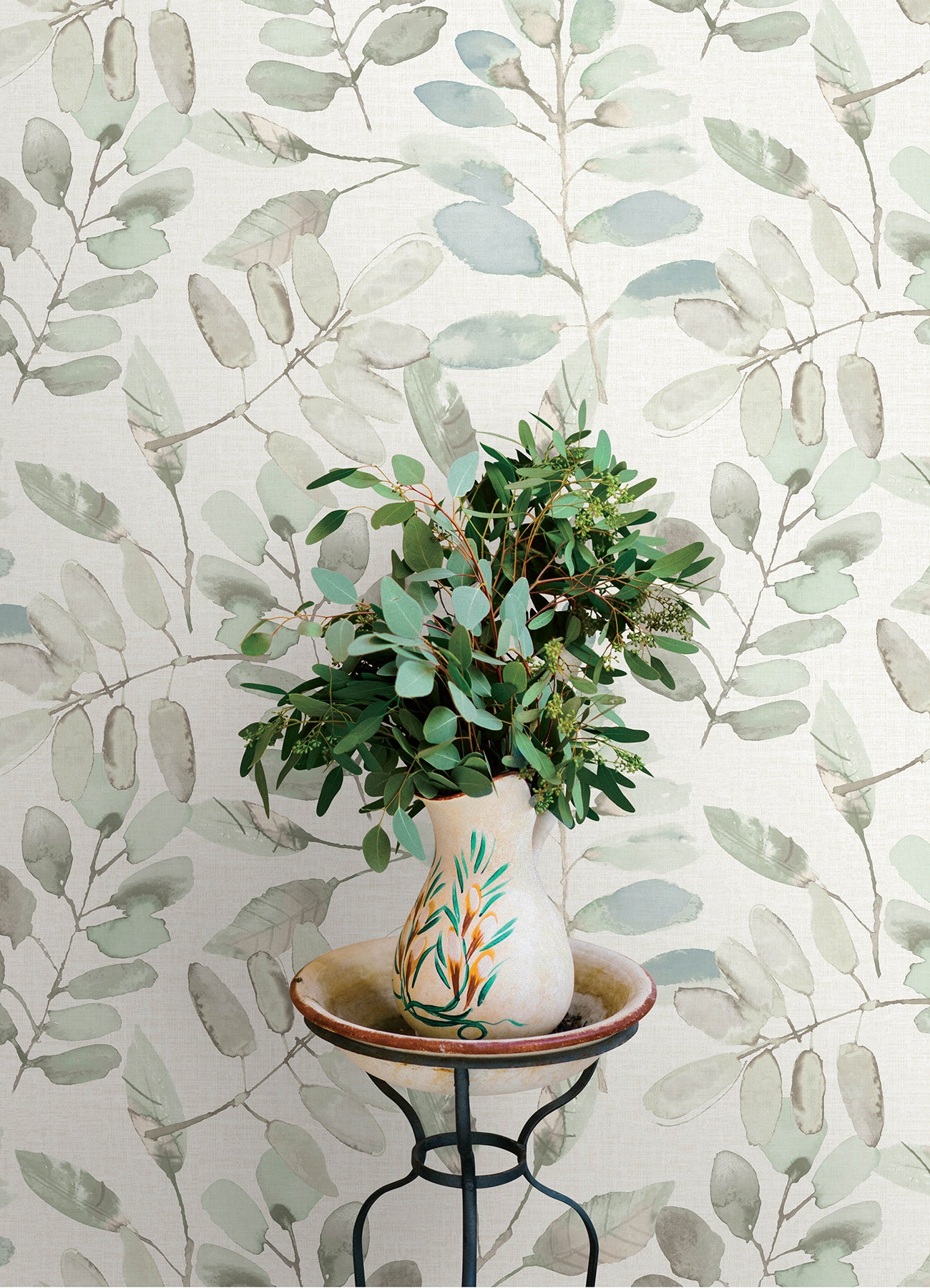 York Wallcoverings Chesapeake Pinnate Mint Leaves Wallpaper Botanical Traditional Mint Wallpaper - 4169-13909
