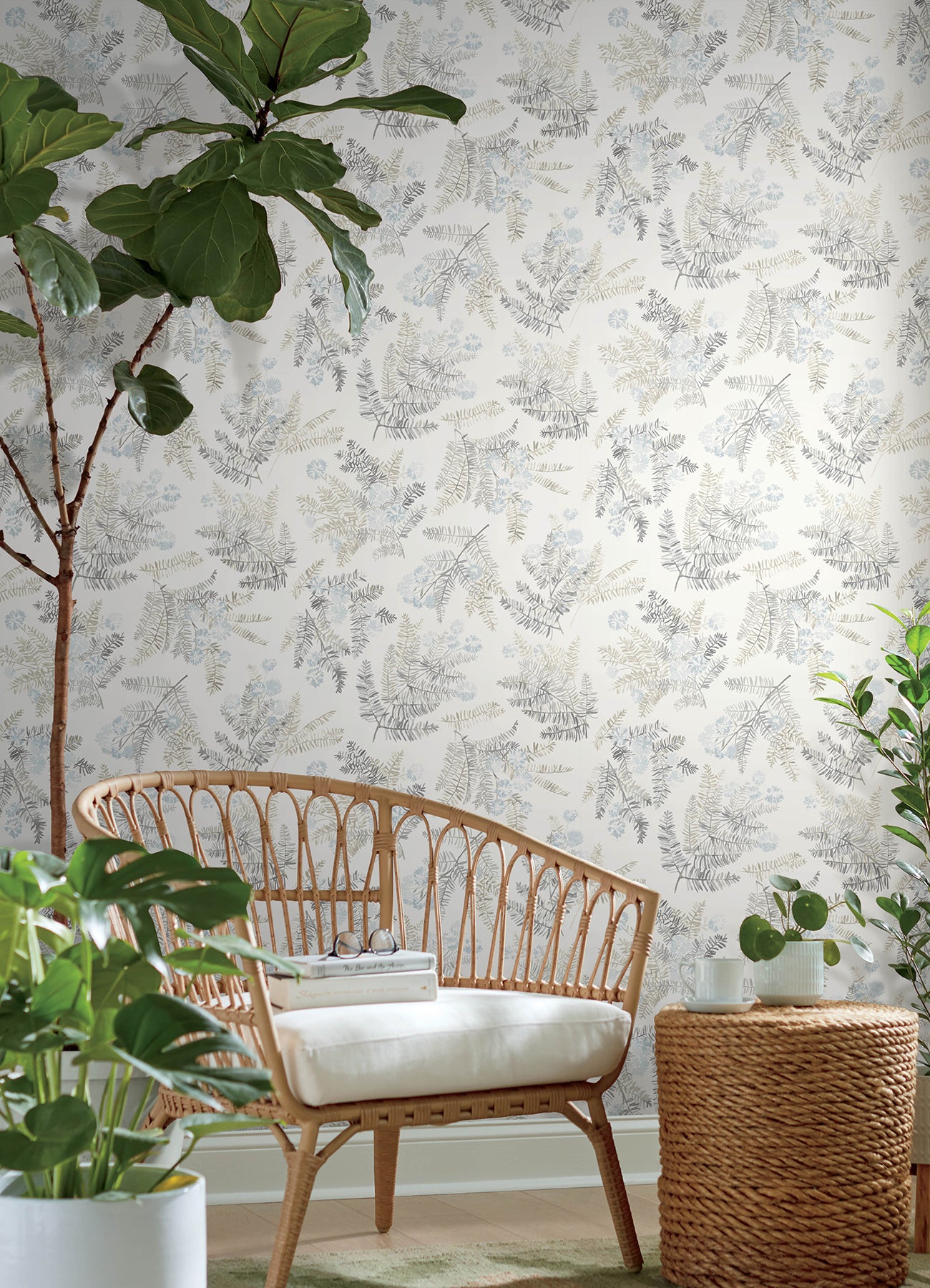York Wallcoverings Chesapeake Frith Light Blue Botanical Wallpaper Botanical Farmhouse Light Blue Wallpaper - 4169-83107