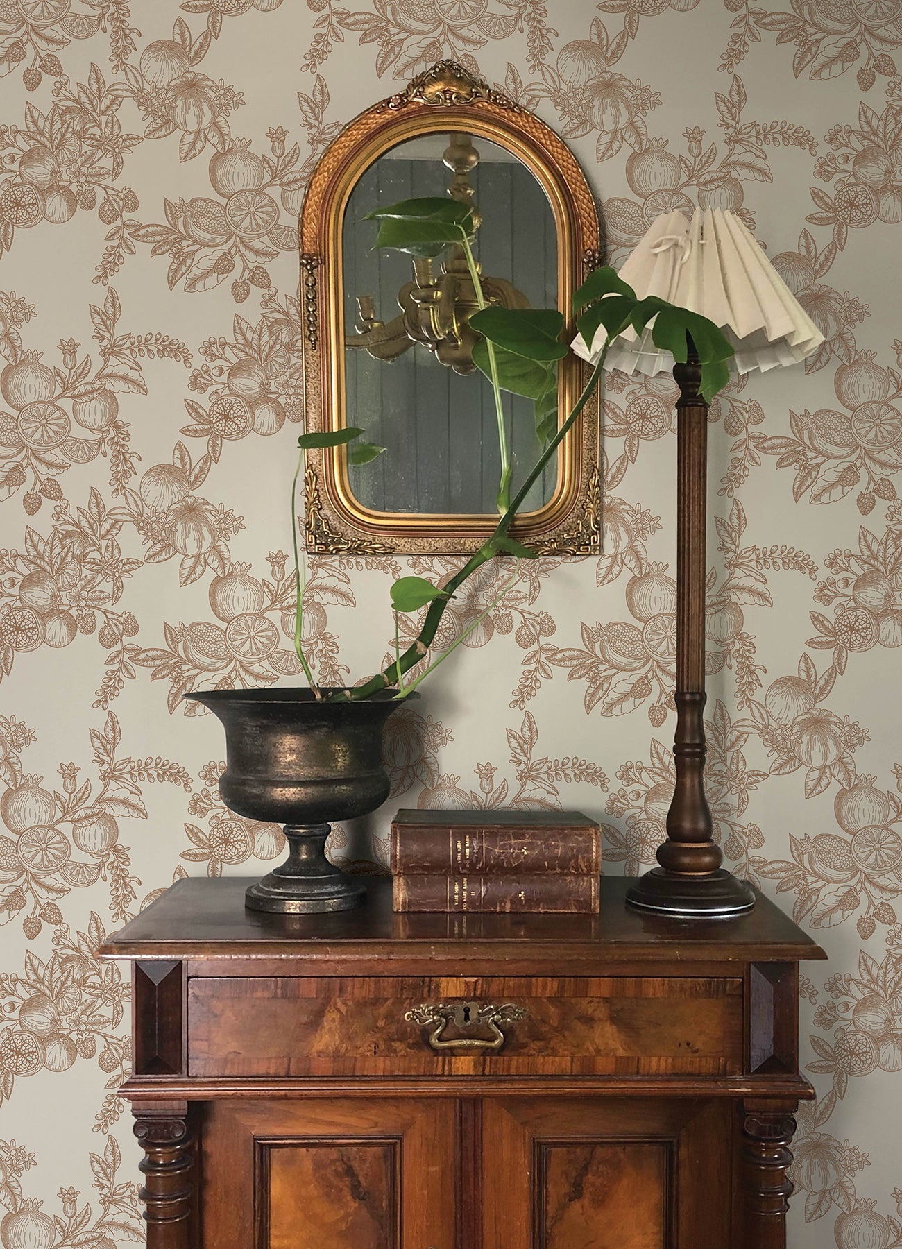 York Wallcoverings A-Street Prints Gerty Copper Fruit Toile Wallpaper Botanical Modern Copper Wallpaper - 4173-27638