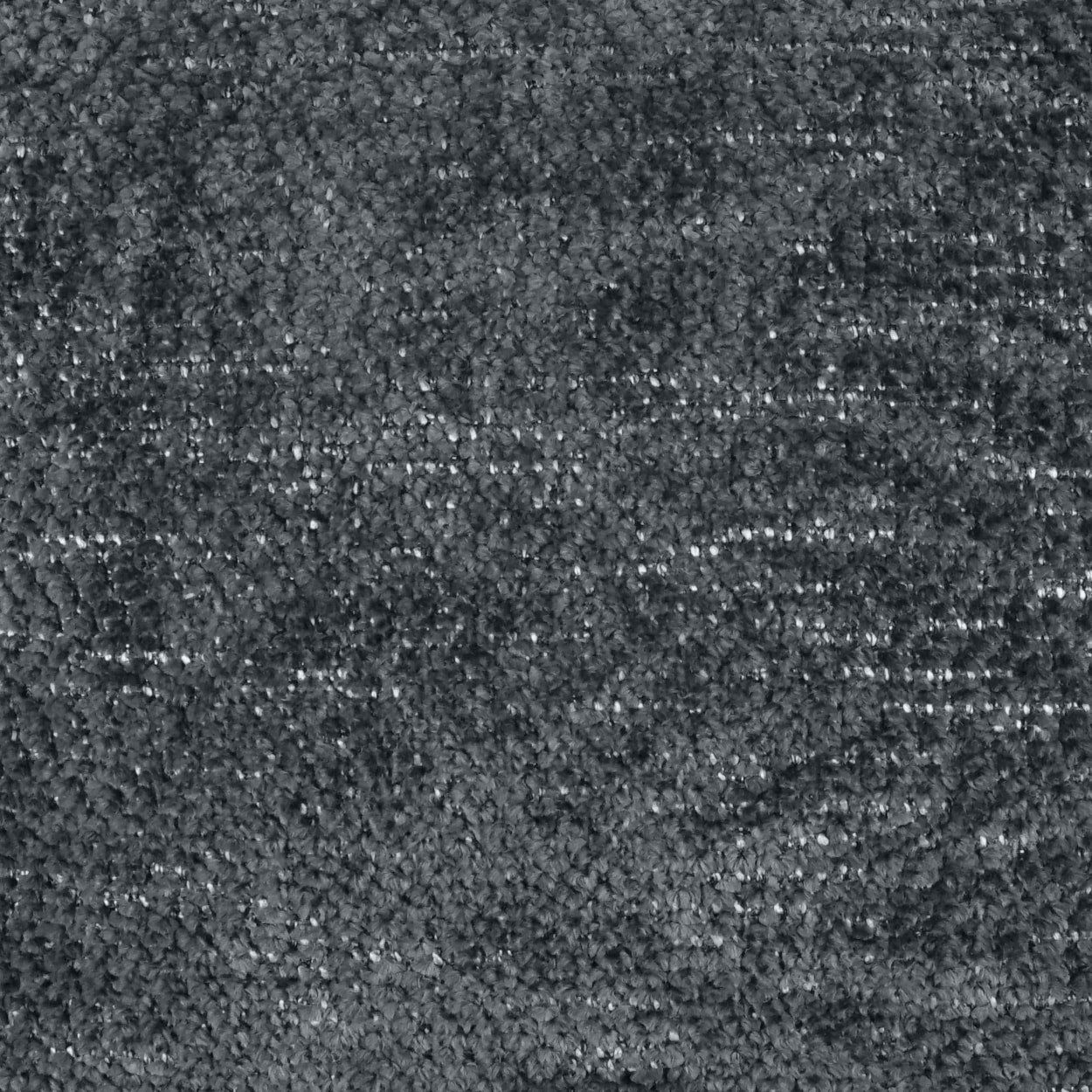 Dark charcoal boucle fabric close-up with textured looped surface.