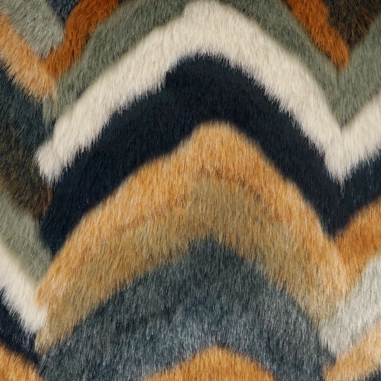 D.V. KAP HOME 4307-YARD Furdi Fabric Faux Fur, Chevron, Transitional, Modern Multi, Copper - Furdi