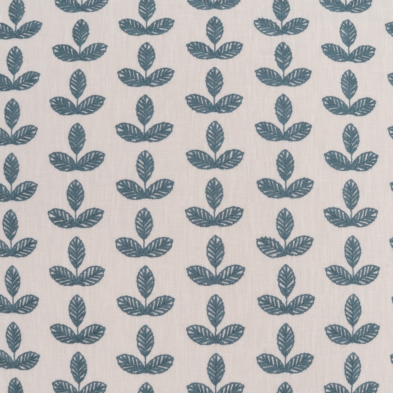 D.V. KAP HOME 4355-B-YARD Clemence Fabric - Blue Floral, Embroidery, Farmhouse Slate Blue, Blue - Clemence