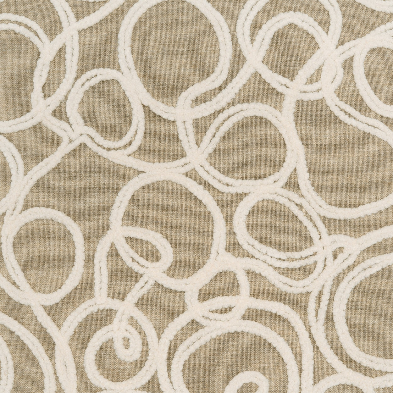 D.V. KAP HOME 4360-YARD Ovalu Fabric Modern, Abstract, Geometric, embroidery Tan - Ovalu