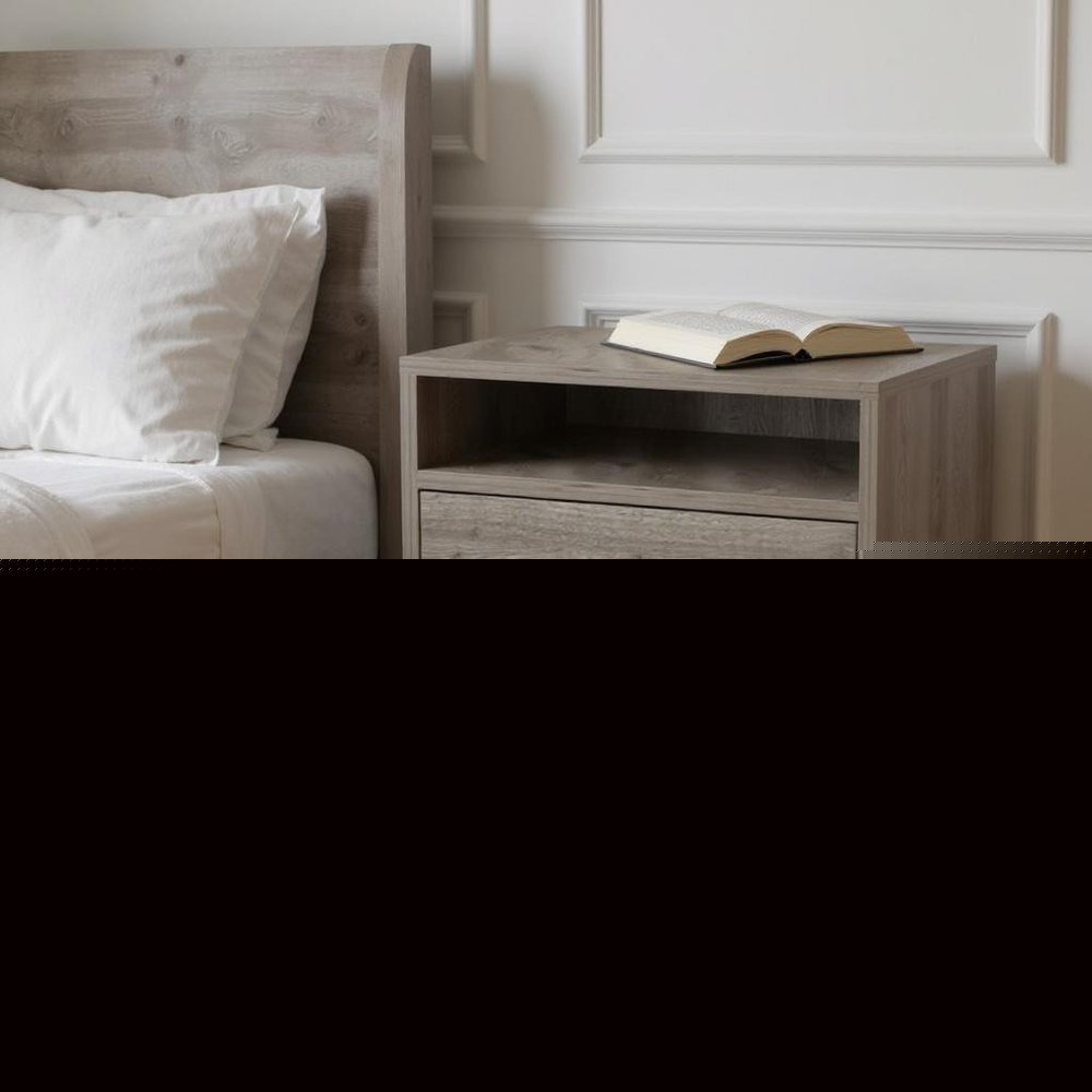 20" Light Gray Wood Two Drawer Nightstand