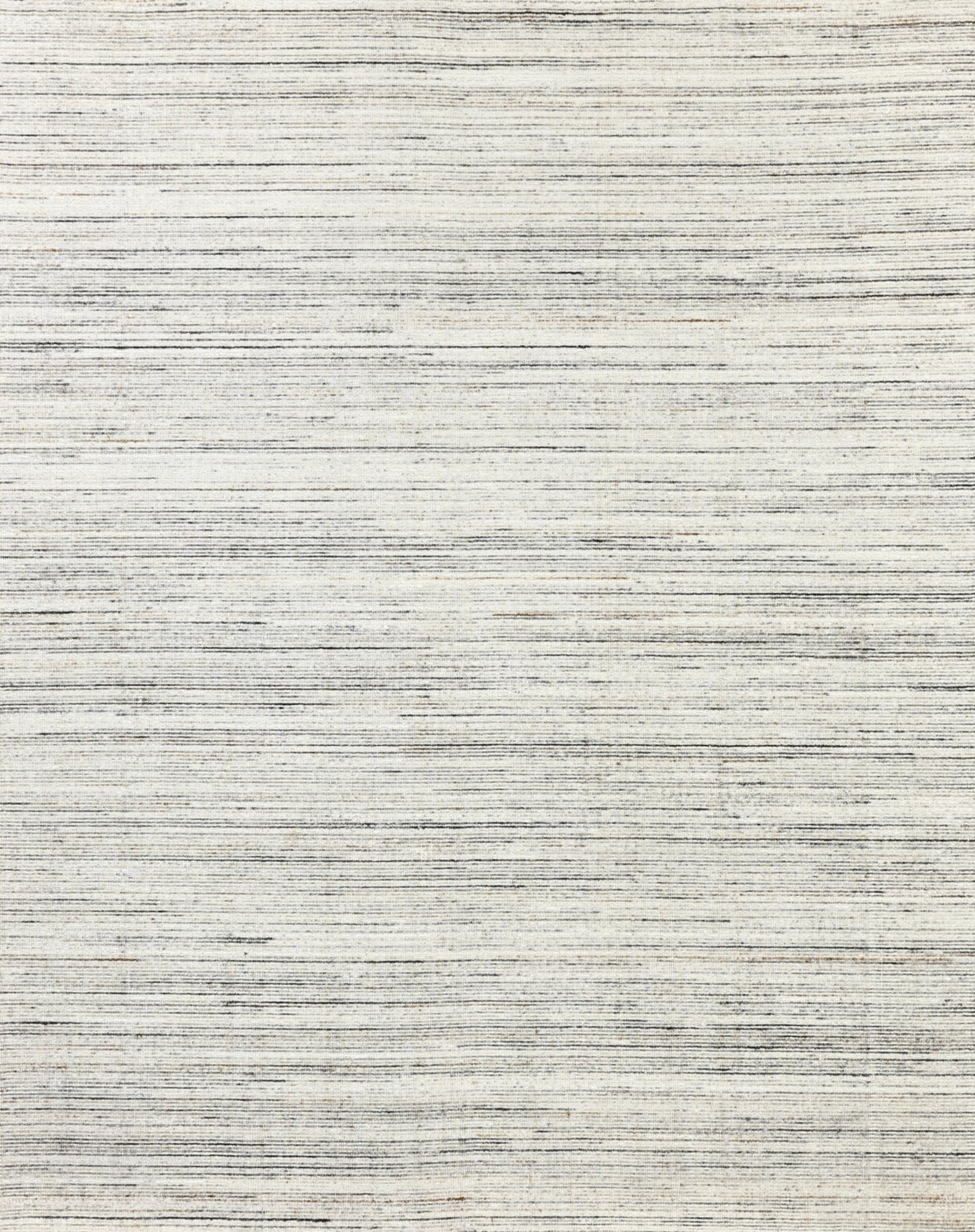 Light gray handloomed rug with subtle dark stripes and a textured linear pattern.